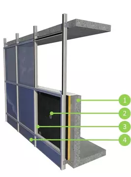 Solución de aislación fachada vidriada panel fach
